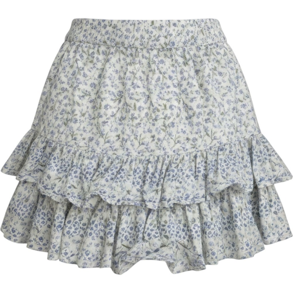 Lucky Brand Baby Blue Cotton Layer Ruffled Embroider Mini Skirt Sz S eyelet lace